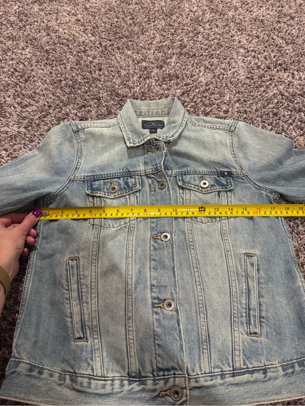 Lucky Brand Denim Trucker Jean Jacket Embroidered  Distressed Cotton S - Picture 7 of 8